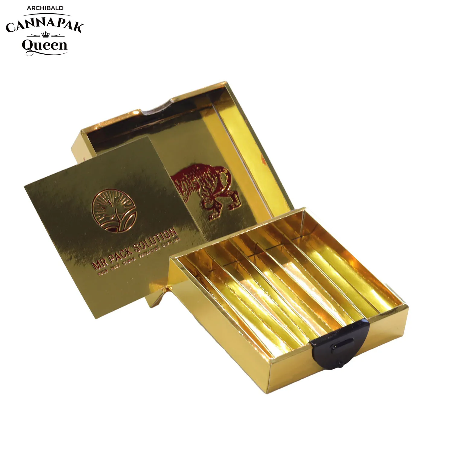 Custom Packaging Pre Roll Tube Display Box Impact-Resistant Magnet Flip Box Golden Cigarette Cartridge Printed Corrugated Boxes