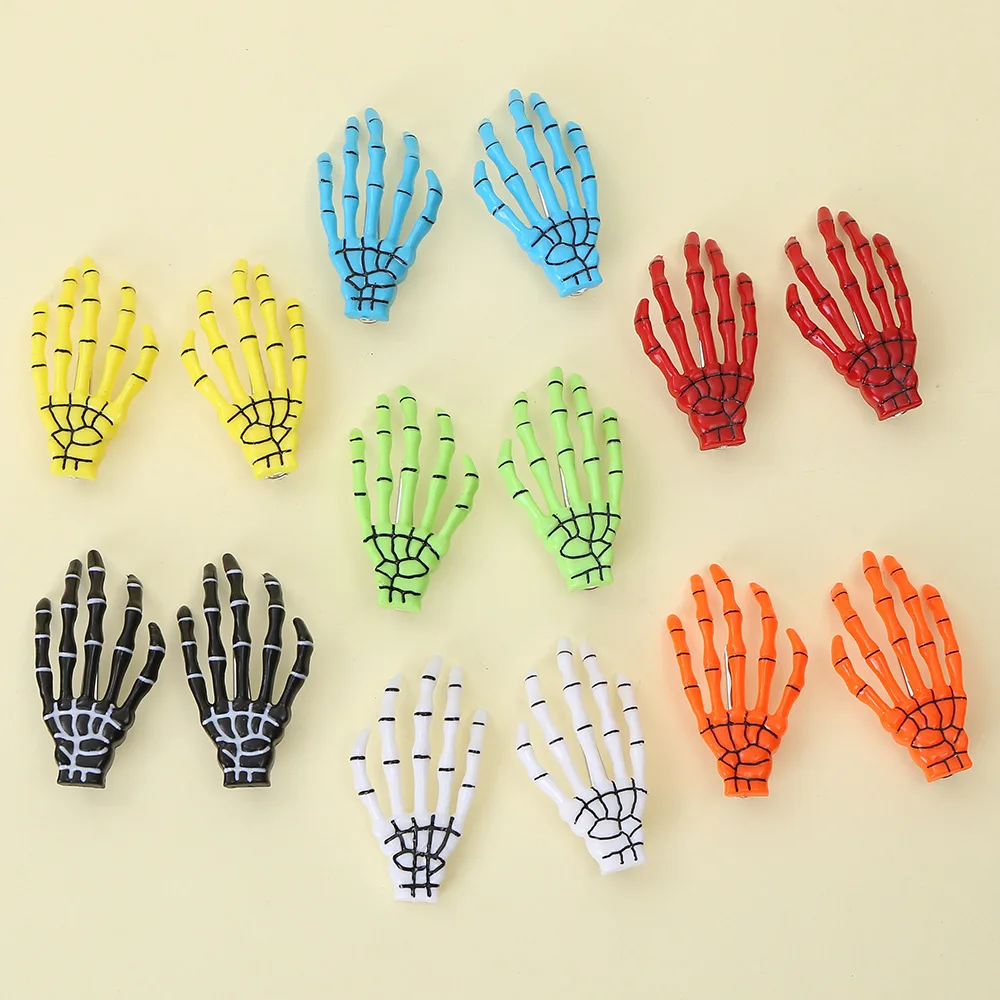 Hot Sale Halloween White Skeleton Hand Hair Clip Halloween Ghost Claw Skeleton Claw Fluorescent Halloween Hair Clip