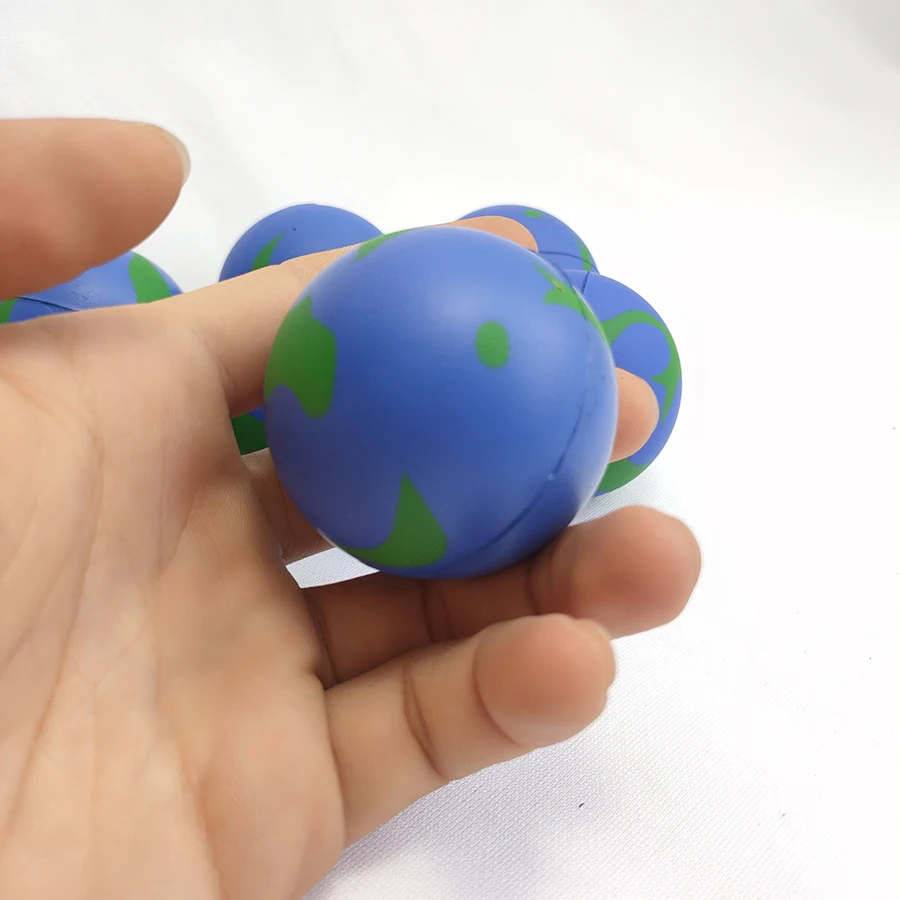 Top grade best sell wholesale PU soft foam stress ball globe blue color stress ball