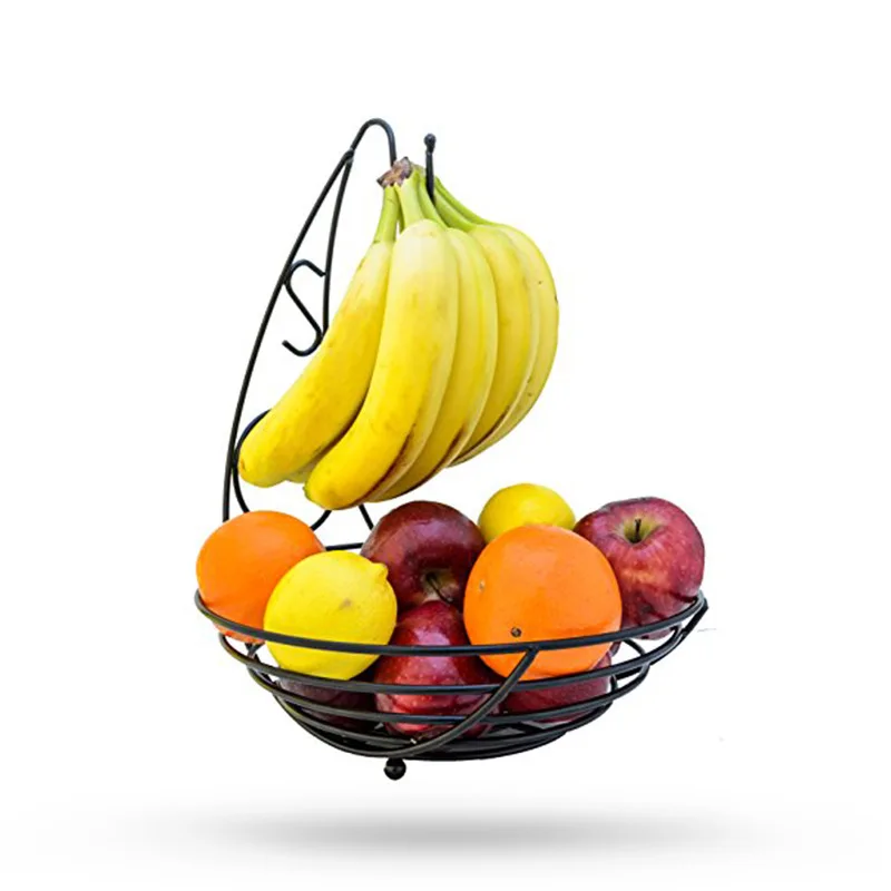 Wire metal vegetables fruit  banana holder stand fruit bowl with banana holder multifunction storage holder  rack