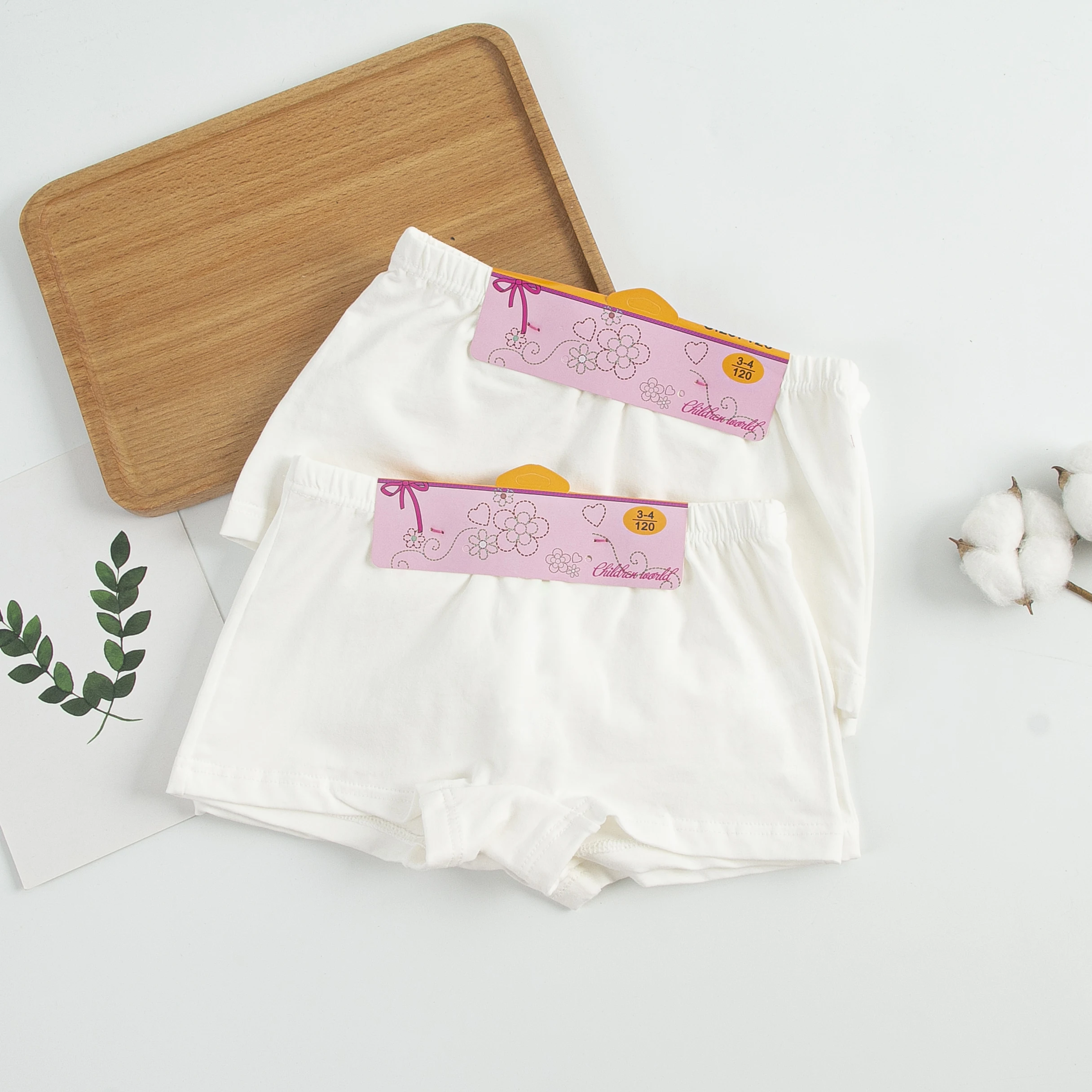 
Factory wholesale cargo girls underwear pure white boxer shorts cotton shorts 