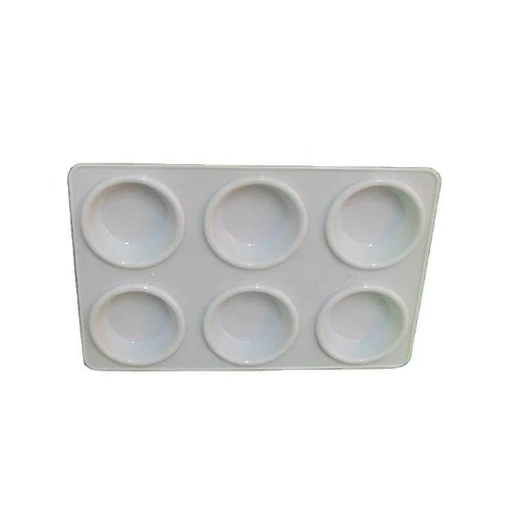 LOW MOQ 10PCS large 6 well square white super plastic PP paint palettes for students