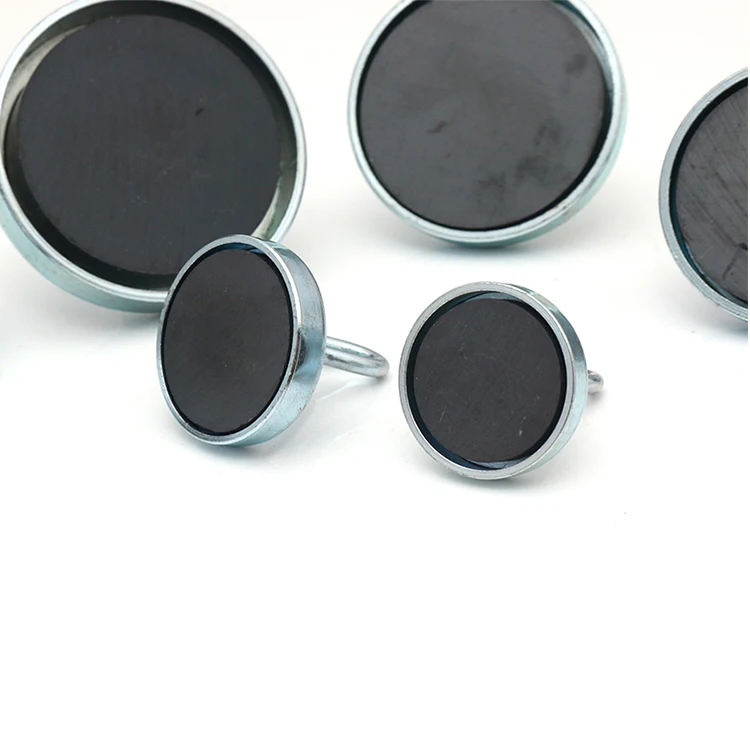 Ferrite Round Base Pot Magnet Fastener Ferrite Magnetic Hook Wholesale Custom Ceramic Permanent Pot / Cup Shape