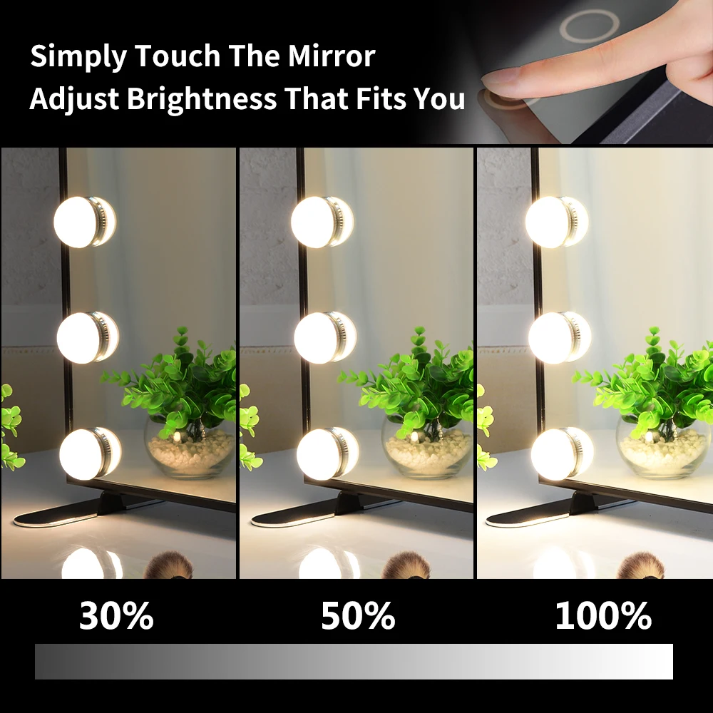 BEAUTME Lighted Makeup Mirror Dressing Table Vanity Set Mirrors with Dimmer, Tabletop or Wall Mounted Vanity Mirror with lights