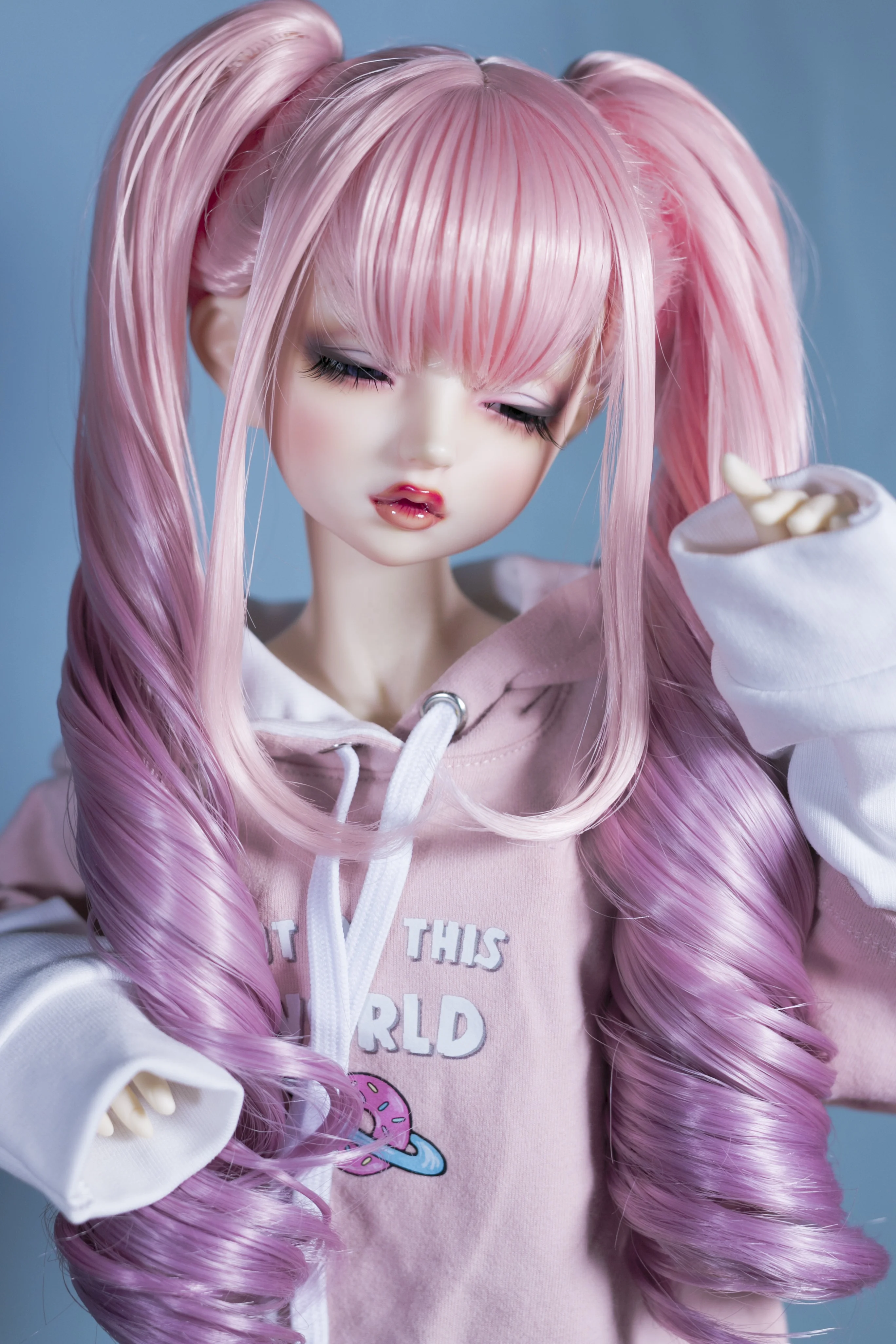 Heat Resistant Fiber Doll Wigs 1/3 1/4 1/6 8-9 inch 7-8' 6-7' Customize BJD SD Hair For Dollfie DIY Tress Pigtails Pink Purple