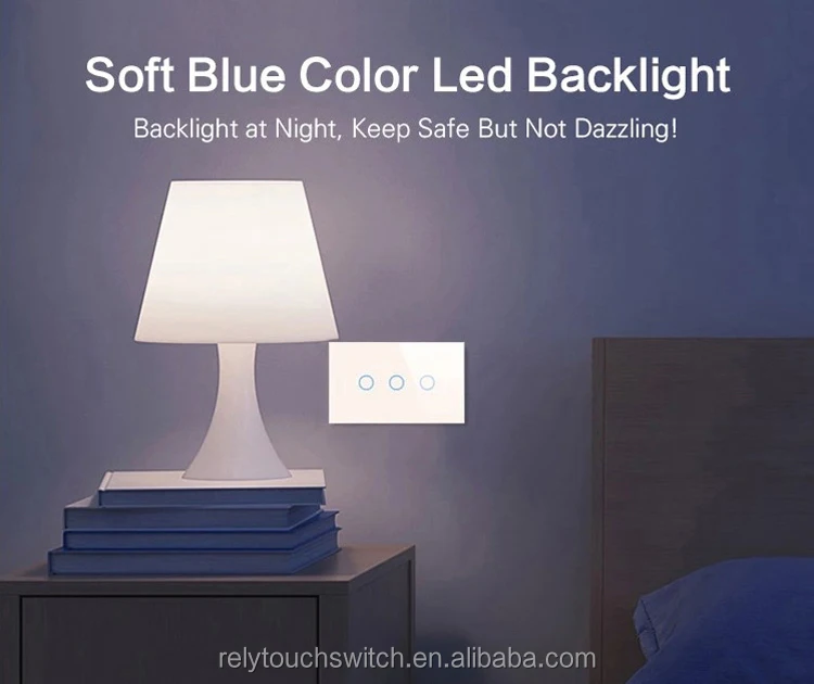 American Standard 3 Gang 1 Way Touch Sensitive Light Control Wall Switch CE RoHS Approval Tempered Glass Panel Electric Switch