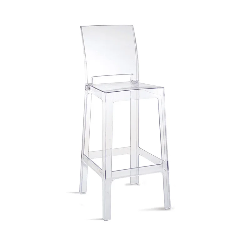 Hot Selling wedding  event Light Gray Square backrest High stool Transparent Acrylic Bar Chair