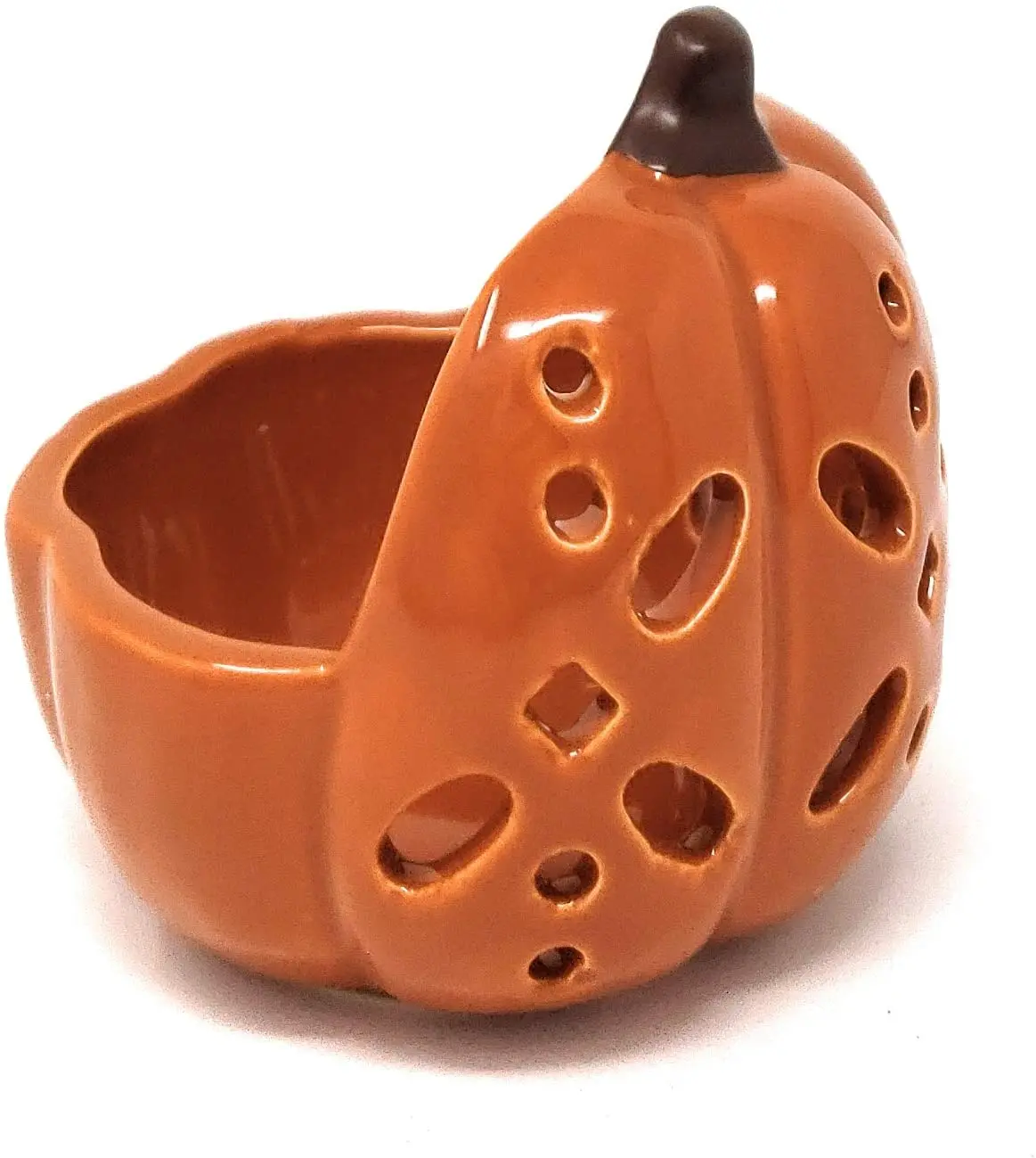 Halloween Ceramic Harvest Pumpkin Orange Pierced Pumpkin Tea Light Candle Holder Decorative Grimace Pumpkin Tabletop Decor