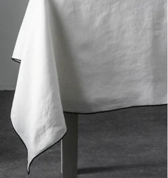 100% pure french linen table napkin tablecloths with colored piped edge