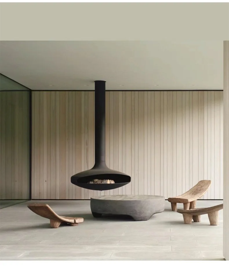 Indoor Hanging Heating Wood-burning Stove, Providing a Cozy Visual and Warming Experience for Colder Seasons Electric Lighting