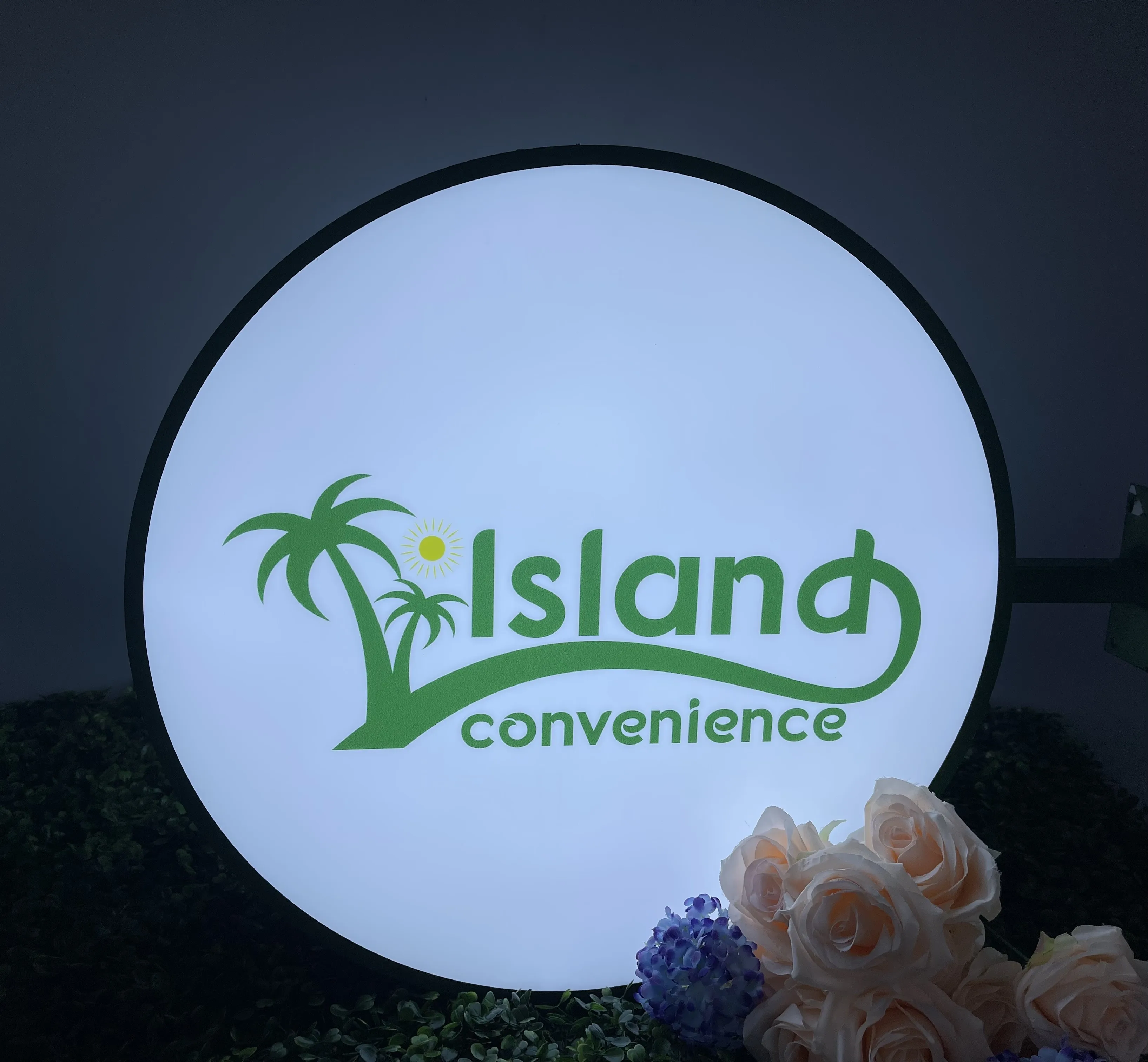 Factory Direct Sales Wall Side Hanging Board Circle Mounted Signboard Two Sides Led Light Box Sign For Bar Restaurant Store Signs