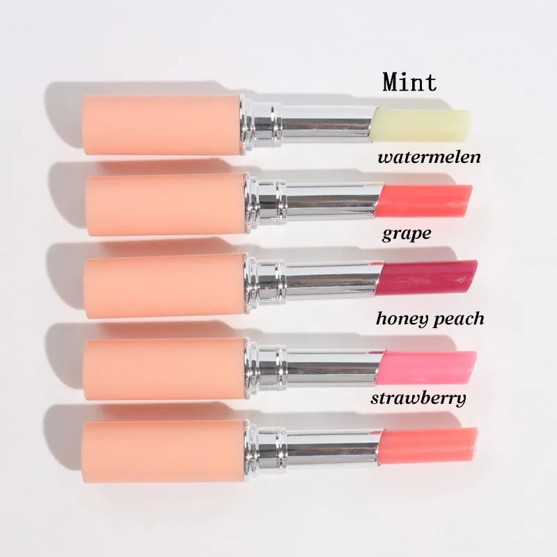 Wholesale Cosmetic Makeup Vegan Pink 5 Colors Fruit Scent Honey Stick Moisturizing Lip Balm