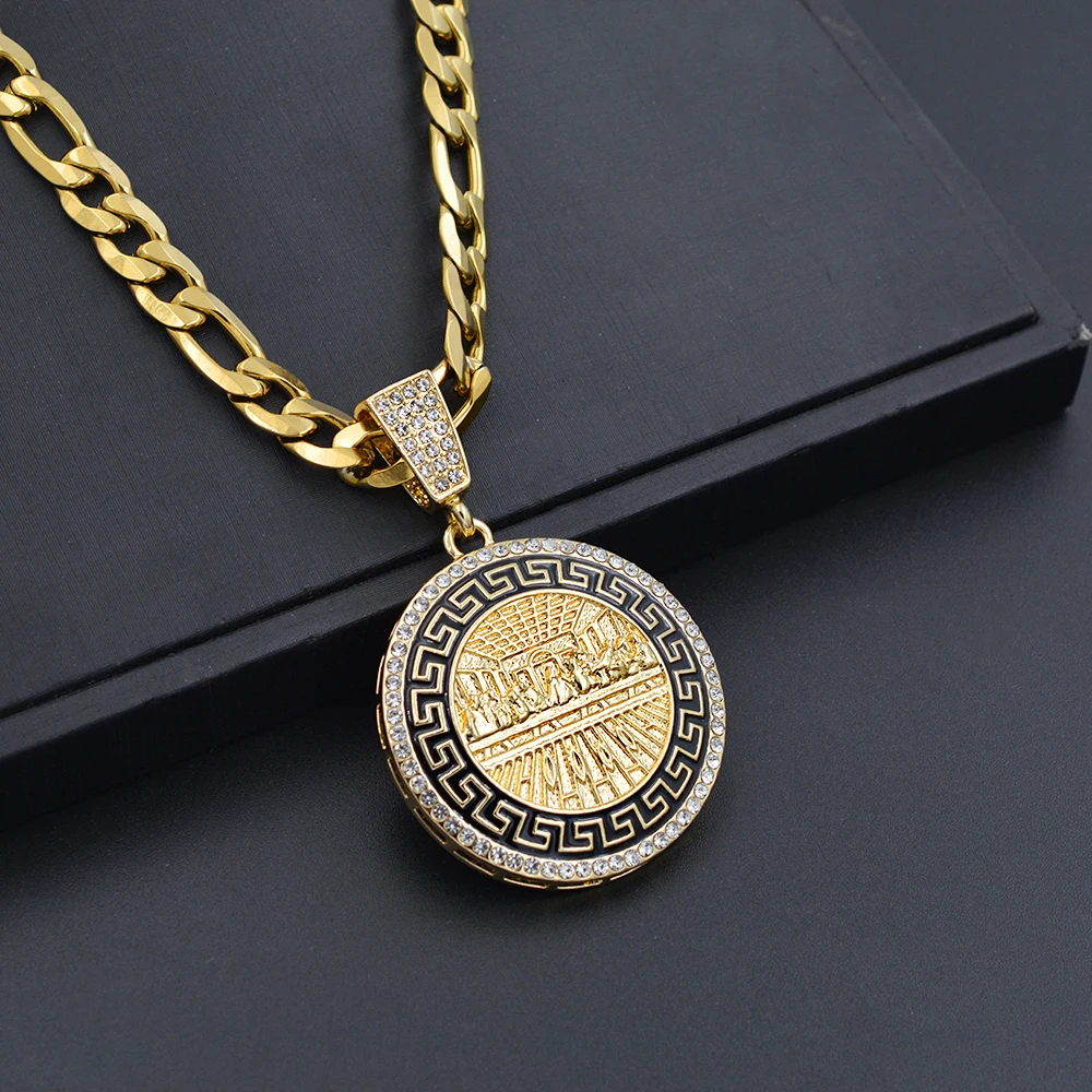 Wholesale Custom Famous Painting Da Vinci Last Supper Gold Iced Hip Hop Pendant Jewelry