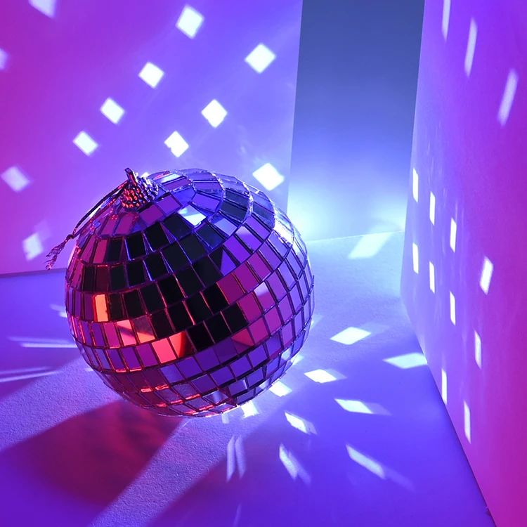 K&B New Arrival Hanging rgb Dj Party Light Crystal Magic Ball Disco Lights Silver Glass Disco Balls Christmas Decor