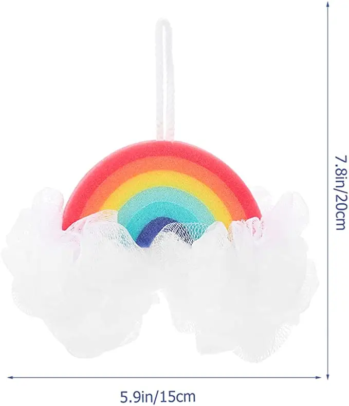 Rainbow shape kids bath sopa sponge exfoliating bath shower sponge for body cleaning Scrubbers Mesh Loofah Sponges
