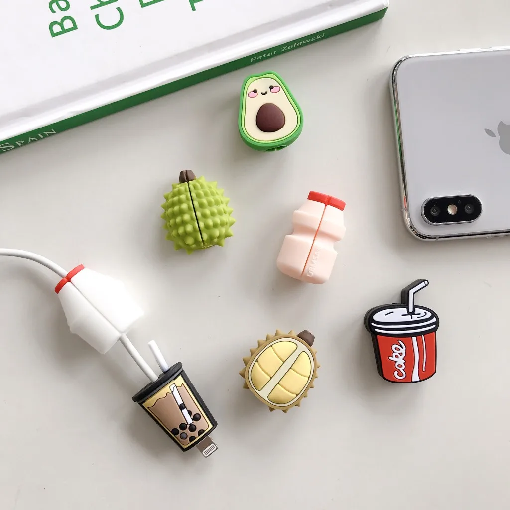 
INS popular hot sales PVC 3D Fruits Cute Cable Bite Animal USB Charger Protector Phone Accessory Cable Bites Protector 