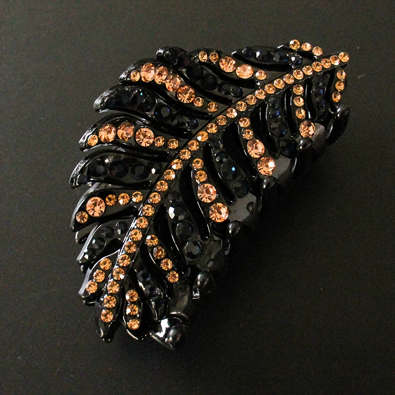Leaves Rhinestone Hair Claw Hairpin Vintage Women Crystal Butterfly Hair Clips Crab Barrettes Fashion Hair Accessories Jewelry
