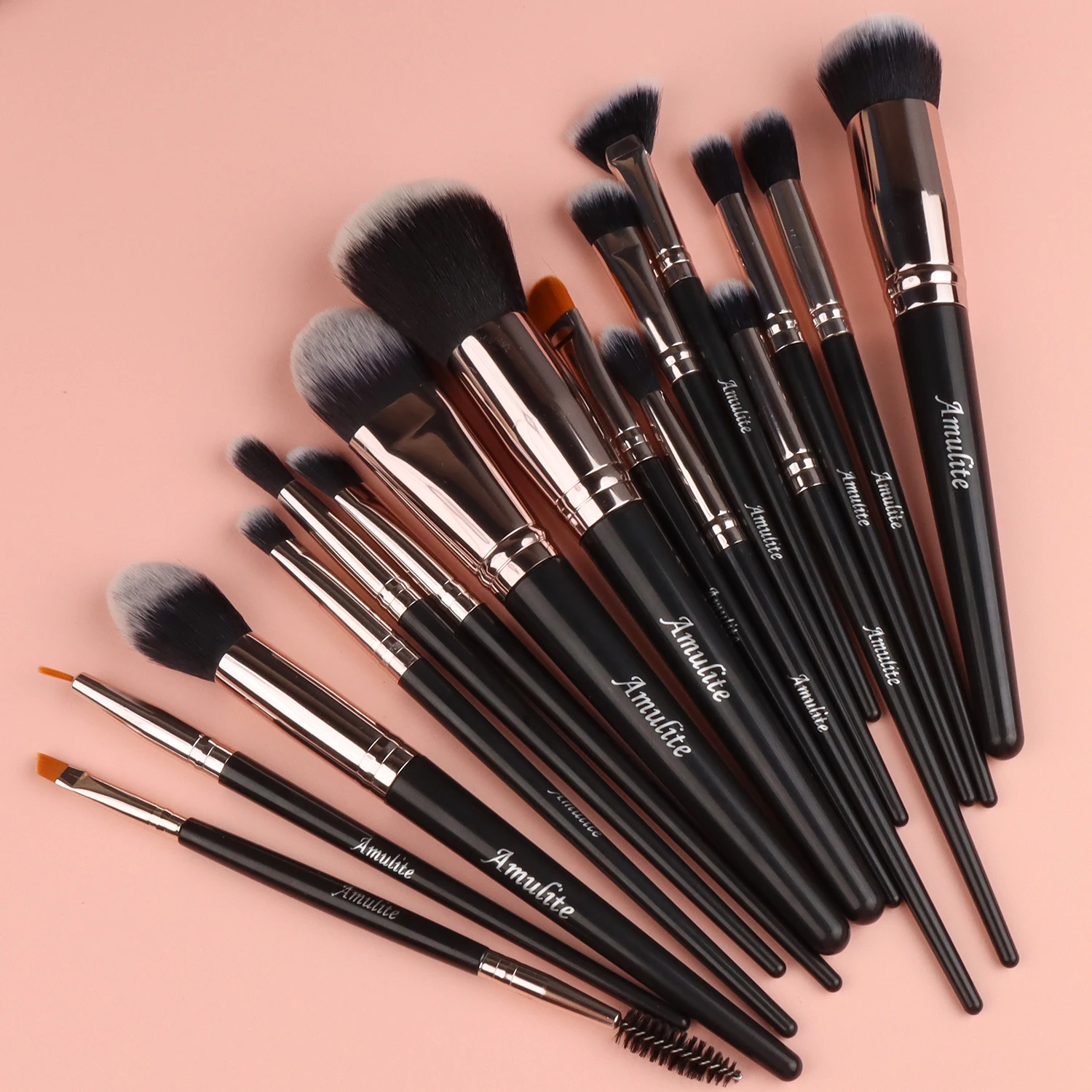 
Professional wholesale 16pcs Synthetic hair black vegan makeup brush set private label 
