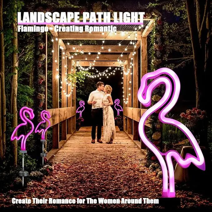 Outdoor Waterproof Solar Garden Neon Lights Pathway Lawn Patio Yard Walkway Lighting Decorations Solar flamingo Led Stake Light