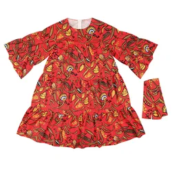 Hot Sale African elegant sexy ladies Large swing skirt with lotus sleeves belt women summer loose african dashiki shirt