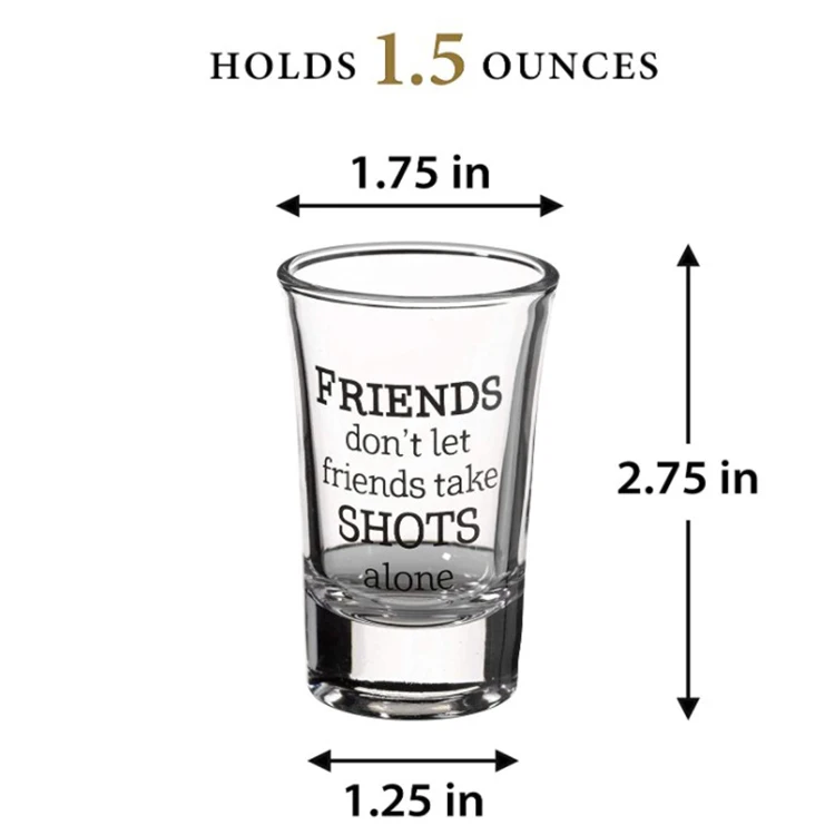 Factory Price 1.5oz Heavy Base Party Game Logo Bullet Shot Glass