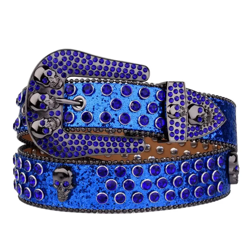 Ready to Ship Bling Western Cowboy Pumpkin Studded Belts Crocodile Leather Man Women Rockstar Flower Buckle Rhinestone Belt