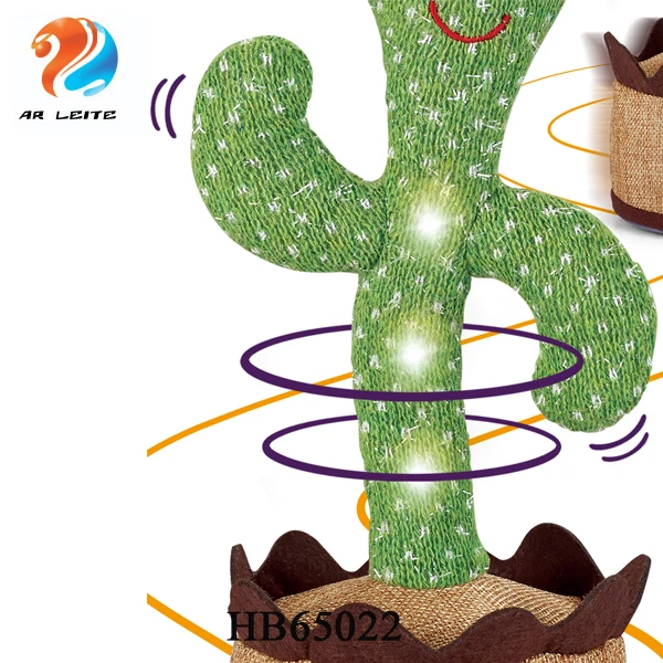 2022 Soft Toy Factory Hot Sell New Popular Electronic Plush Toy Funny Dancing Talking Walking Cactus Toy Doll with light