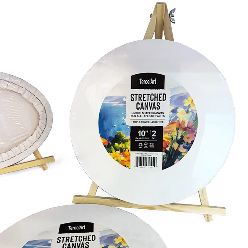 Tercel Custom special shaped blank fine art round oval heart shape painting Stretched Canvas