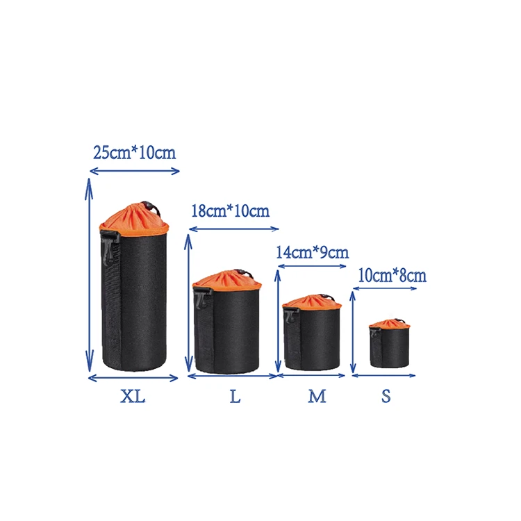 high quality waterproof Neoprene different 4 size camera lens bag soft black travel  lens pouch bag for camera lens protection