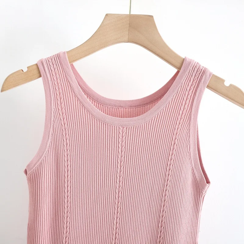 2024 New Spring Color Align Elastic Skin-Friendly Yoga Vest Women Fashion Simple Line Loose Sleeveless Blouse Top Vest