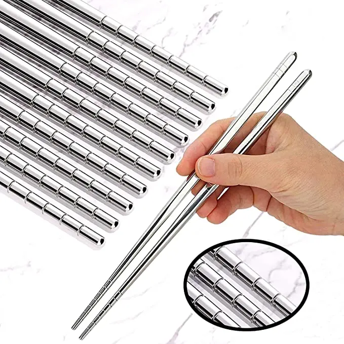 Dishwasher Safe Lightweight Easy to Use Metal Chop Stick Utensils Premium Reusable Metal Stainless Steel Chopsticks