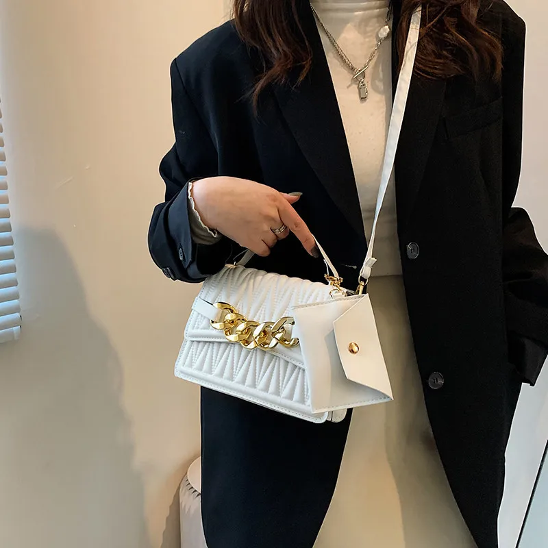 Wholesale Custom Fashion 2 In 1 Chain Female Mini Purse and Tote Bag Black Lady Handbag Women Bag Sets