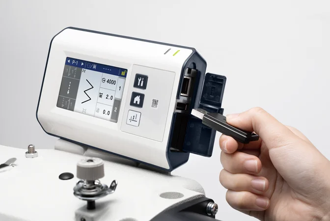 Brother T-8422D twin-needle direct drive automatic thread trimming lockstitch sewing machine with quick rewind device