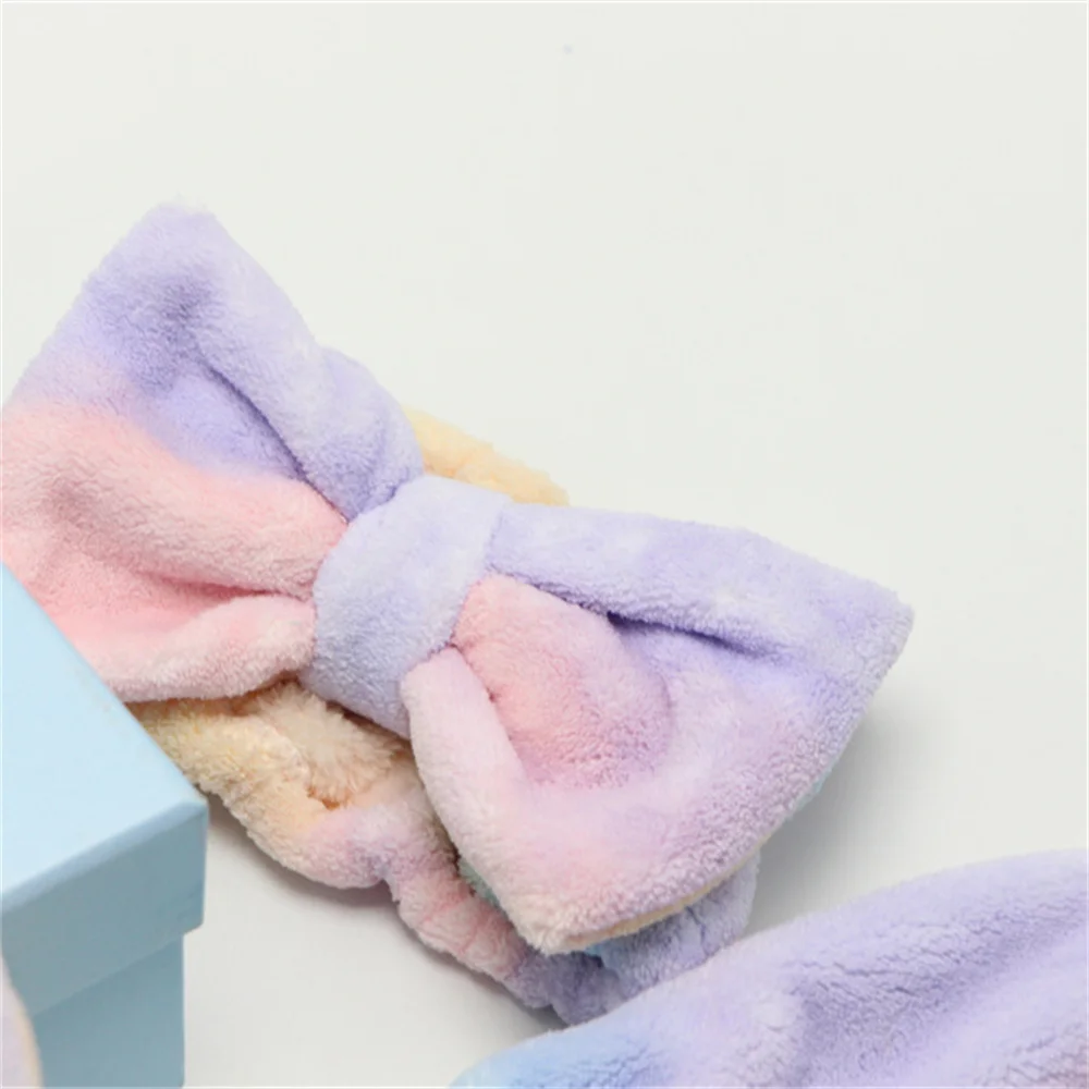 Customized coral velvet fabric set bath towel hair cap hair band shower gift set rainbow color fashion matching set