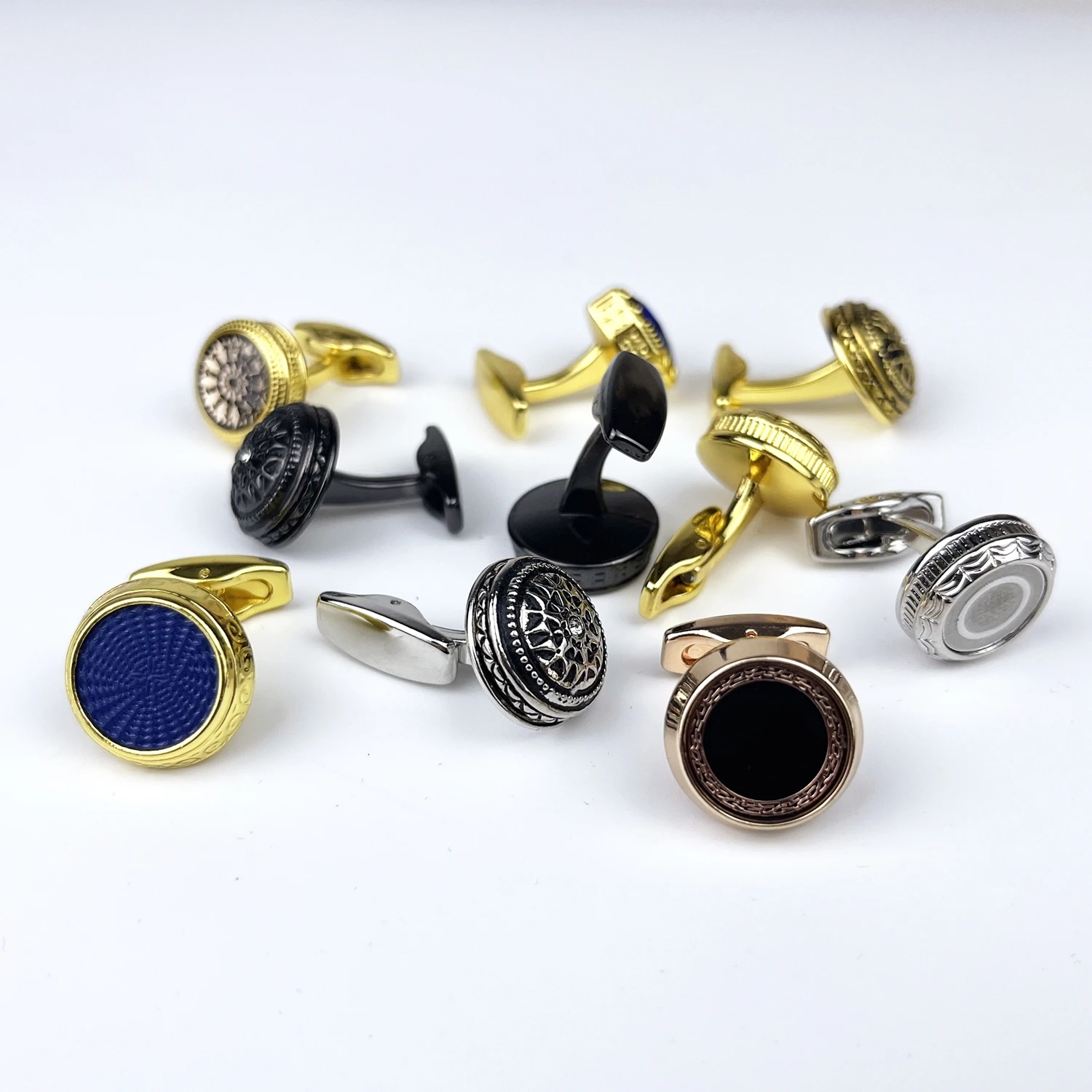 Manufacturer Arabic Design Metal Cufflinks Gold Plating Cuff Diy Jewelry Making Luxury Shirt Thobe Cufflinks double set for Men