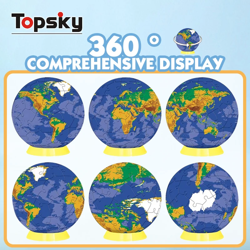 Plastic 3D World Globe Map Jigsaw Puzzle Games Early Education Assembly DIY 3D Jigsaw Model World Geography Puzzle for Kids
