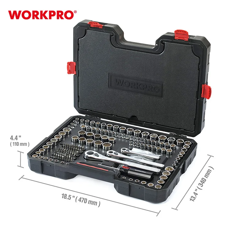 Набор механических инструментов WORKPRO из 230 предметов с жестким корпусом для ремонта велосипедов и автомобилей