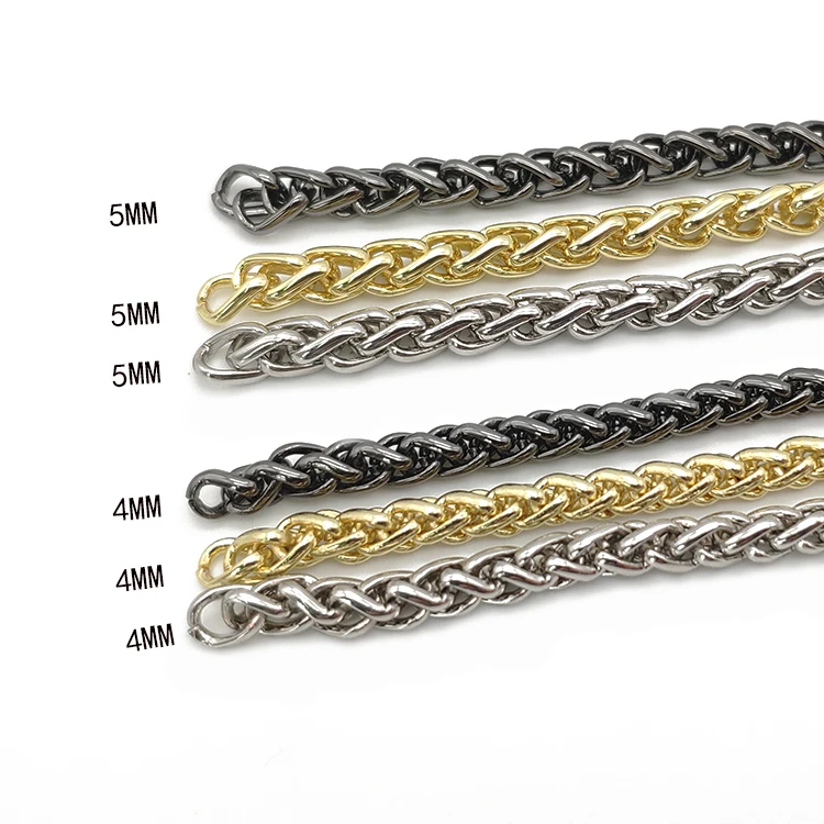 Bag Handles Purse Accessories Decorative Twisted Link Metal 4MM Handbag Chain