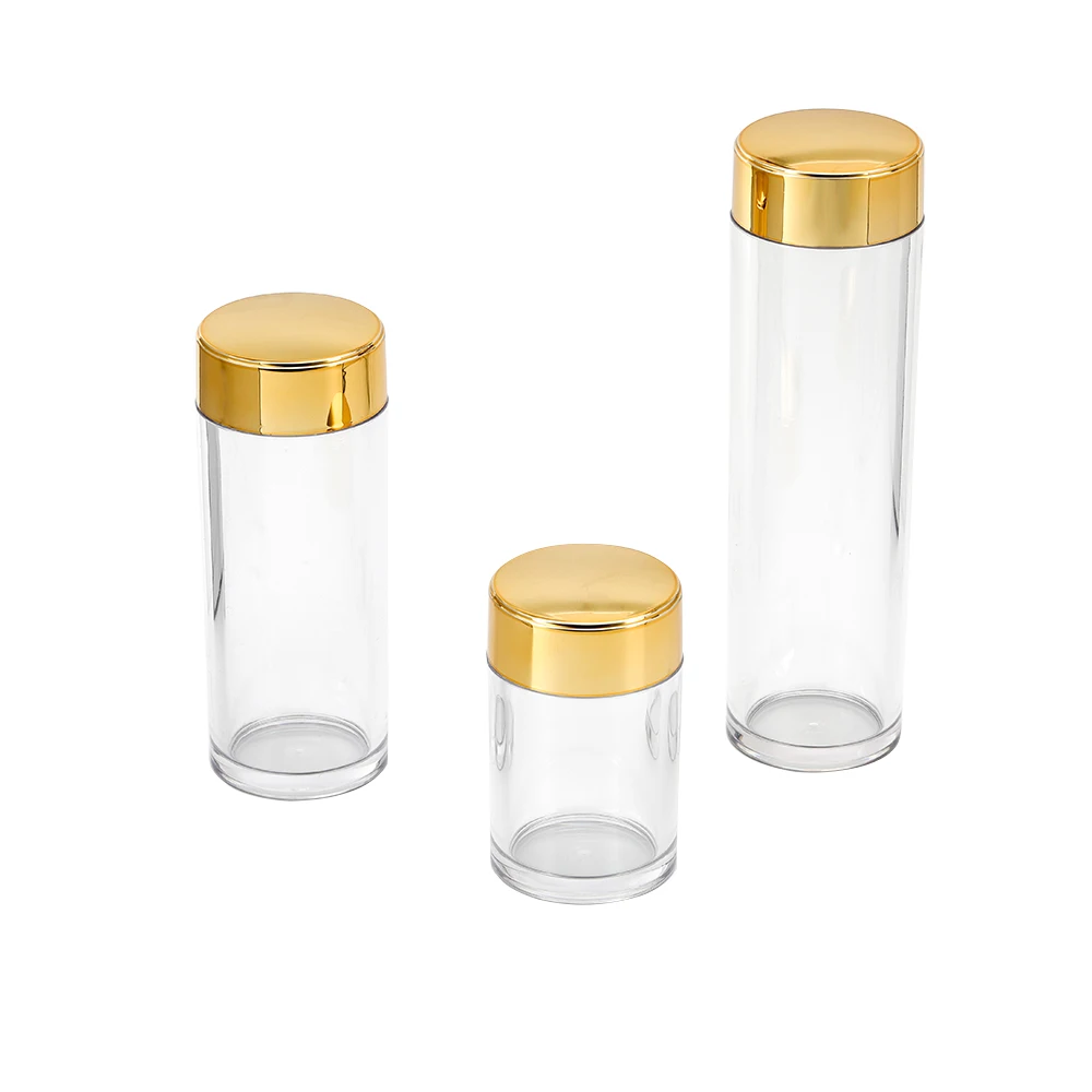 clear PET plastic vitamin and capsules bottle, plastic pill container with gold screw 140ml