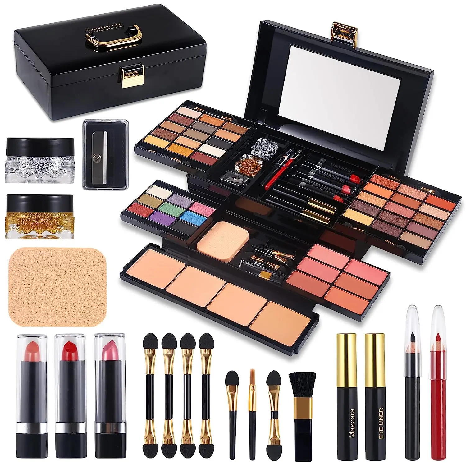 Wholesale Eye Shadow Palette Lipstick Cosmetic Kit with Mirror Makeup Box Professional Makeup Sets