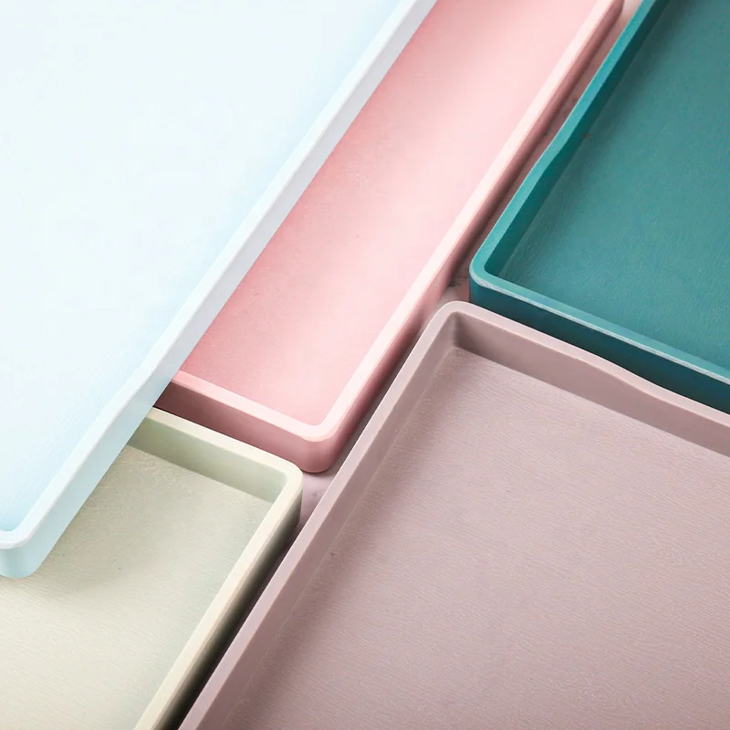 Straight edge color Plastic Serving Melamine Tray Stackable Thicken Melamine Tray For Restaurant Household Hotel