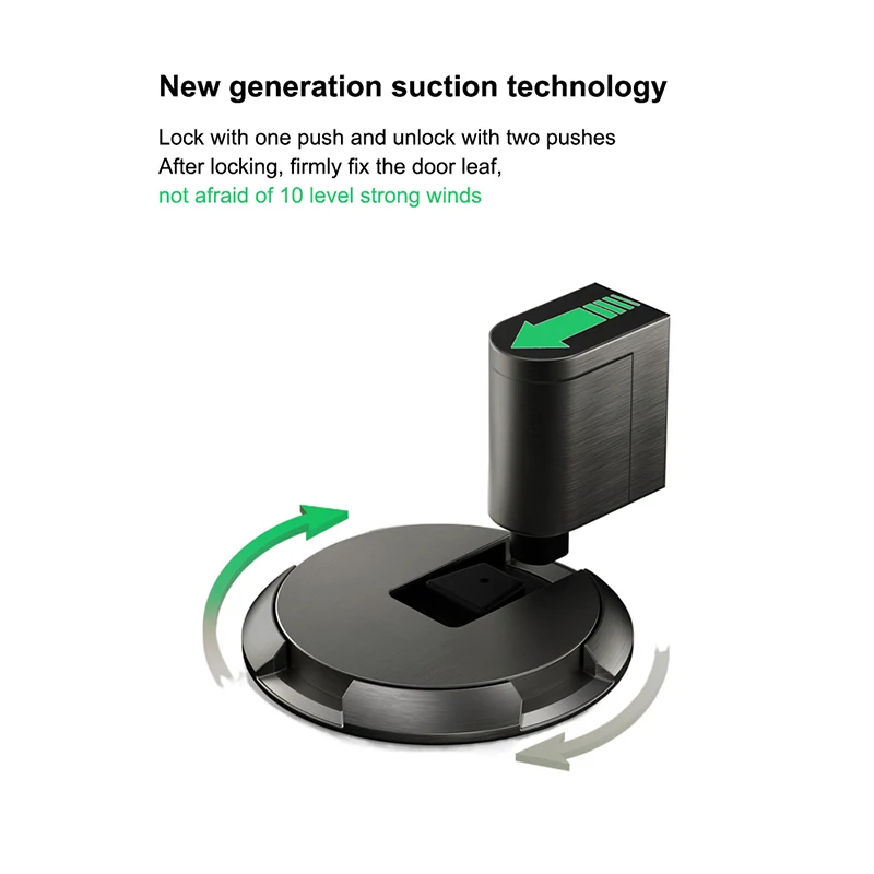 Non Punch Black Metal Heavy Duty Brush Nickel Under Wall Protector Mechanical Floor Holder Draft Magnetic Door Stop Door Stopper