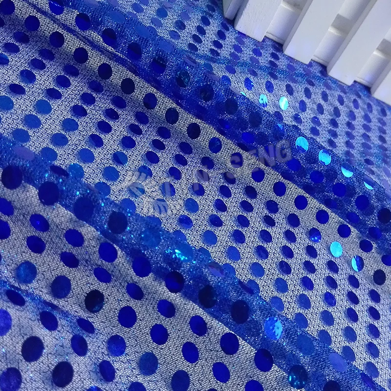 Royal Blue Polka Dot 6mm sequin fabric for home decoration