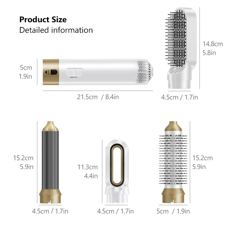 1000w Hairdryer5 in 1 Multi-Styler With Hot Air Brush Auto Wrap Hair Dryer Brush Curler Straightener Styling Tools