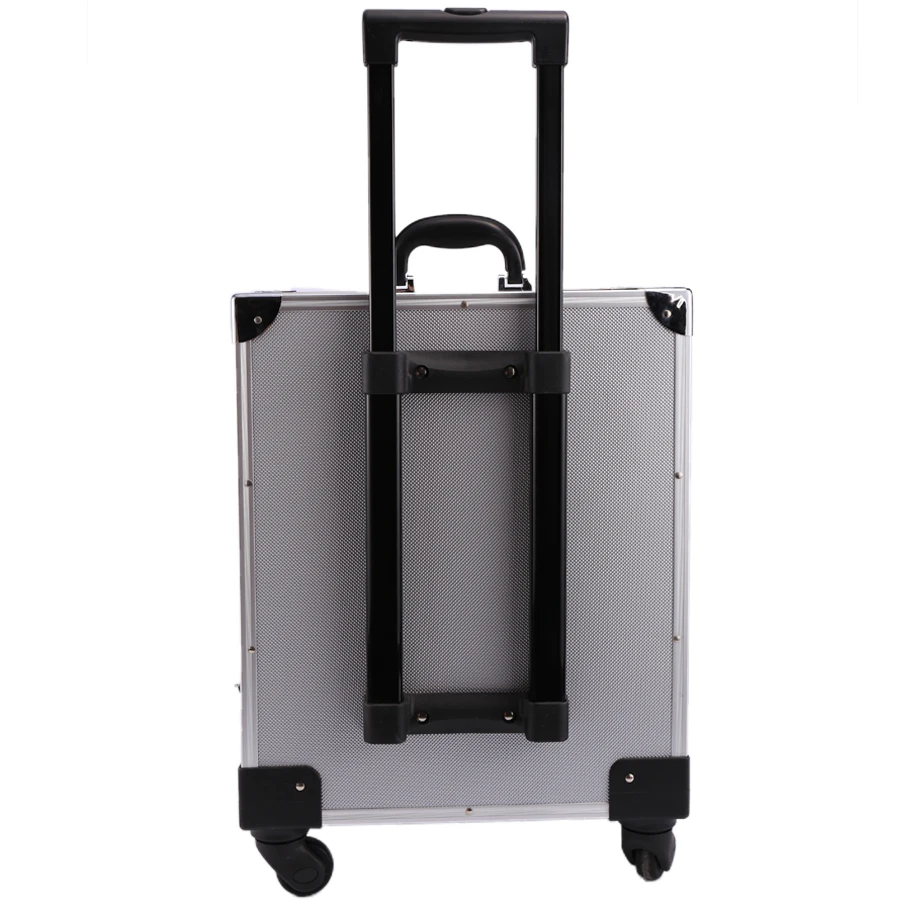 aluminum trolley case for salesman with drawers aluminum jewelry cae with trolley