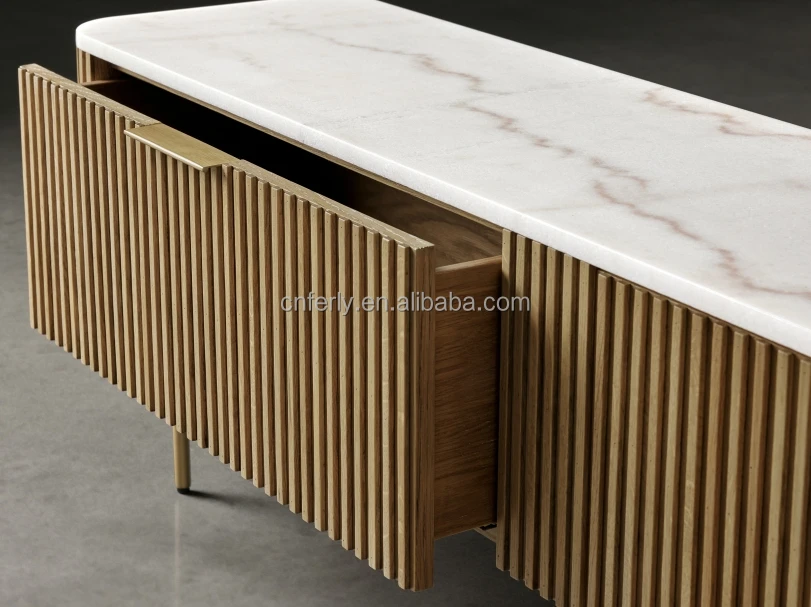 Latest Design Modern Fluted Living Room Furniture Tv Stand
