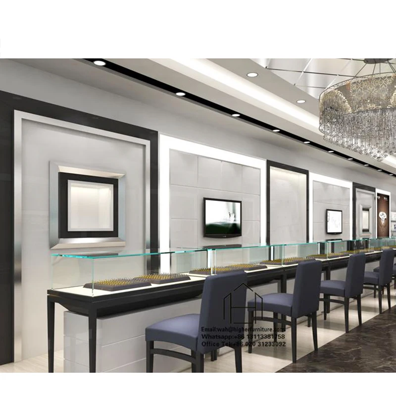 Изготовленный На Заказ стеклянный шкаф дисплея с светлыми шкафами магазина ювелирных изделий и закаленным стеклом