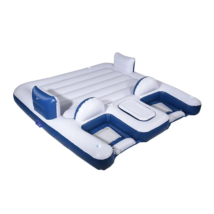 Four People square Floating Island Backrest Floatie Inflatable Floating Platform Inflatable Pool Float