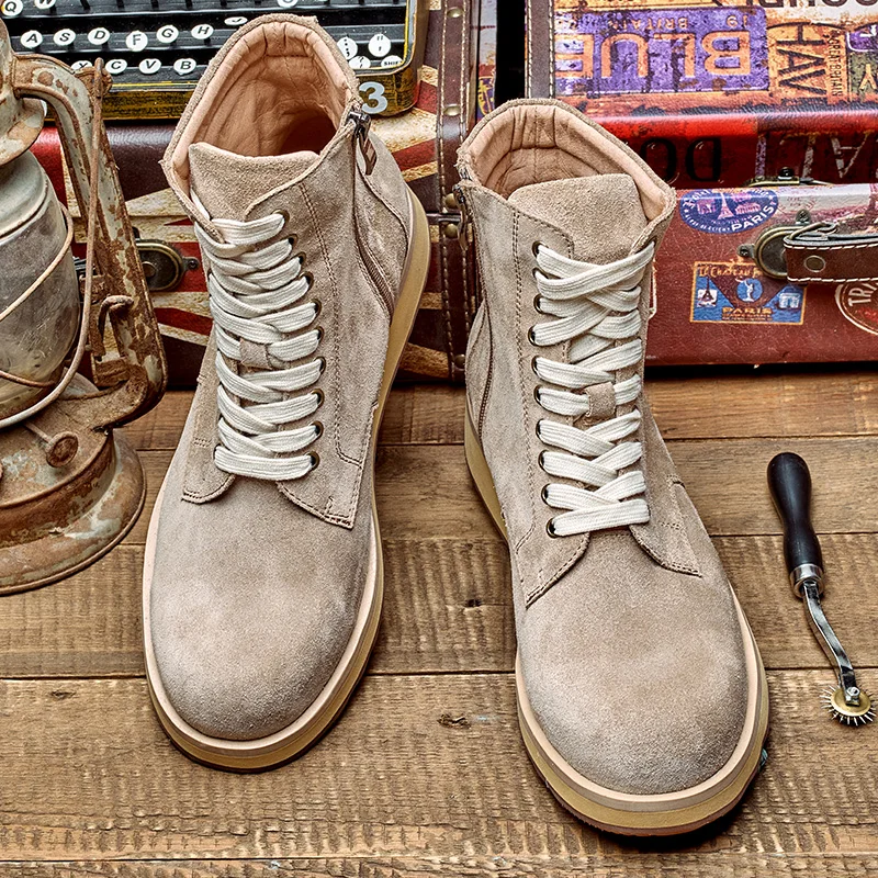 High quality leather mens fashion boots Premium tresemme botanique mens custom leather boot Rubber Sole Outdoor shoes