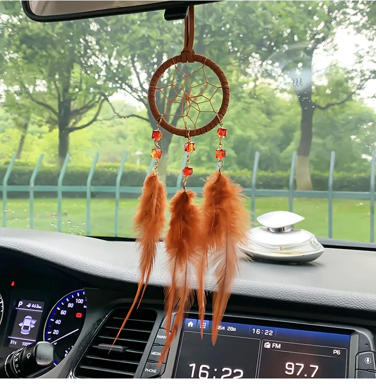 National Style Color Car Pendant Netting Dreamcatcher Car Rearview Mirror Feather Pendant Dream Catcher